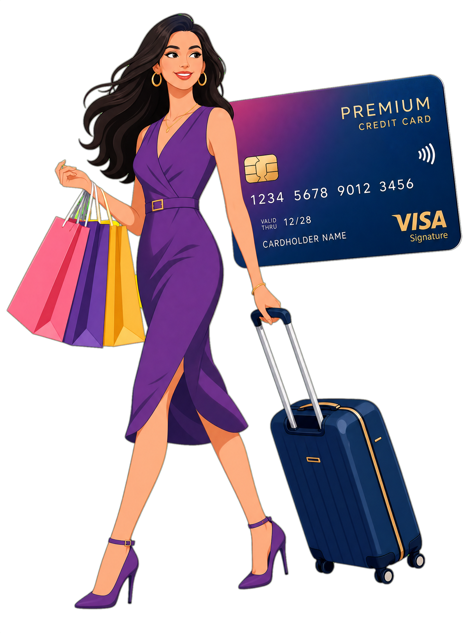 Credit card shopping illustration